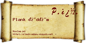 Plank Ádám névjegykártya