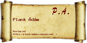 Plank Ádám névjegykártya